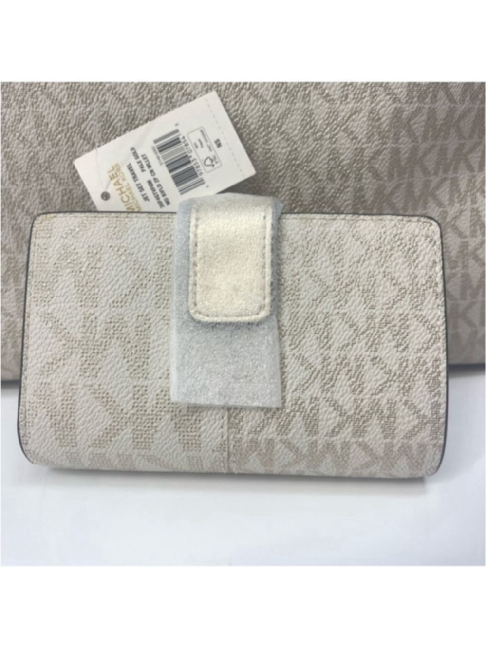 Michael Kors Chain Tote & Wallet Set MK Signature Logo Pale Gold/Cream - Picture 7 of 12